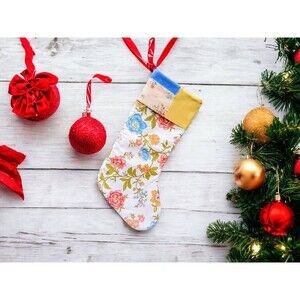 Upcycled Floral Christmas Stocking